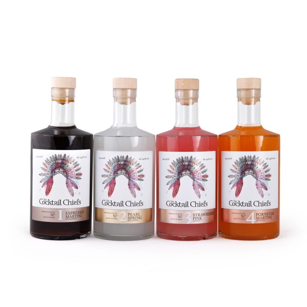 Cocktail Cadeau Box XL van The Cocktail Chiefs – vier premium ready-to-drink cocktails in 700ml flessen