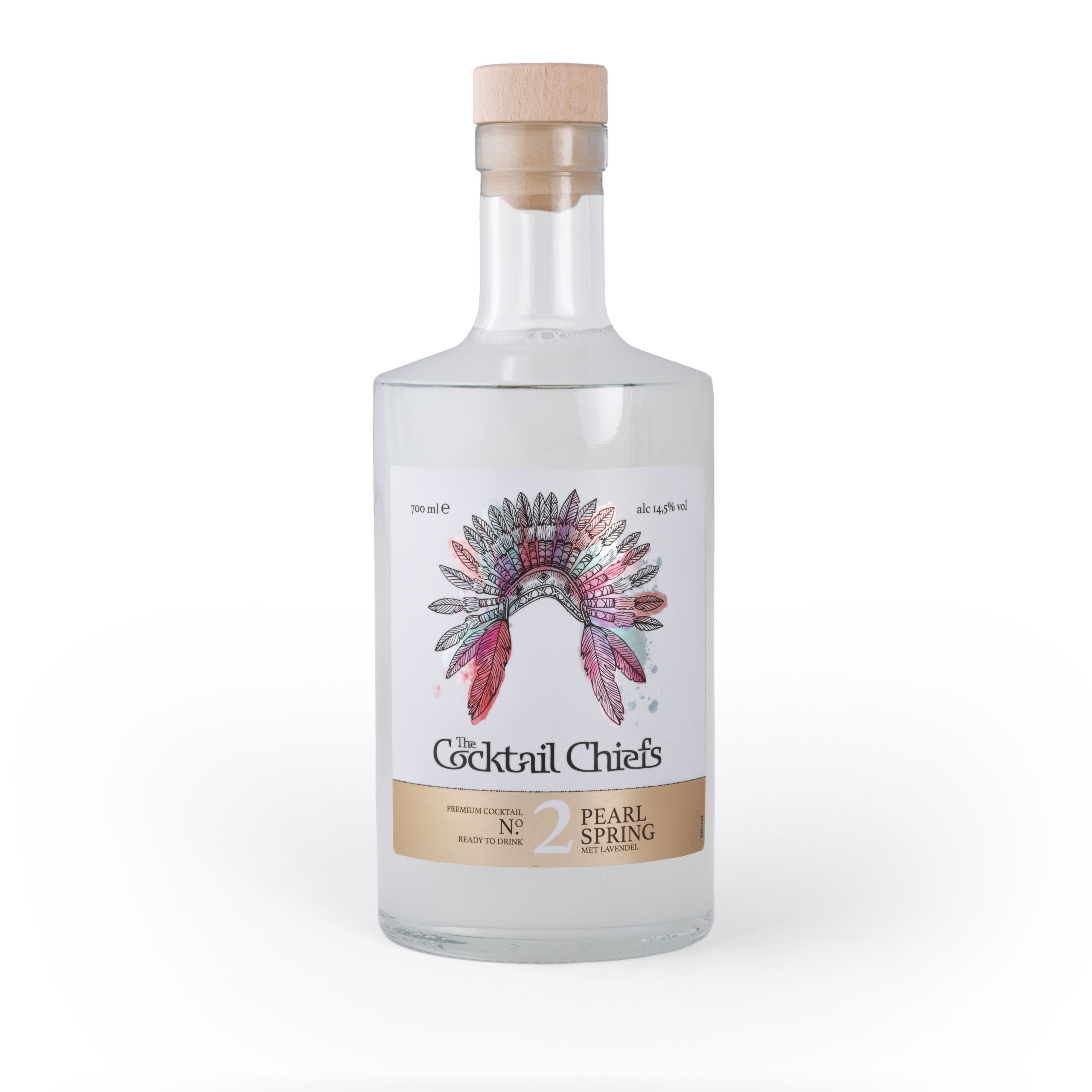 De Pearl Spring cocktail, geserveerd in een elegant glas met een frisse uitstraling, omringd door verse lavendel en citroenen.