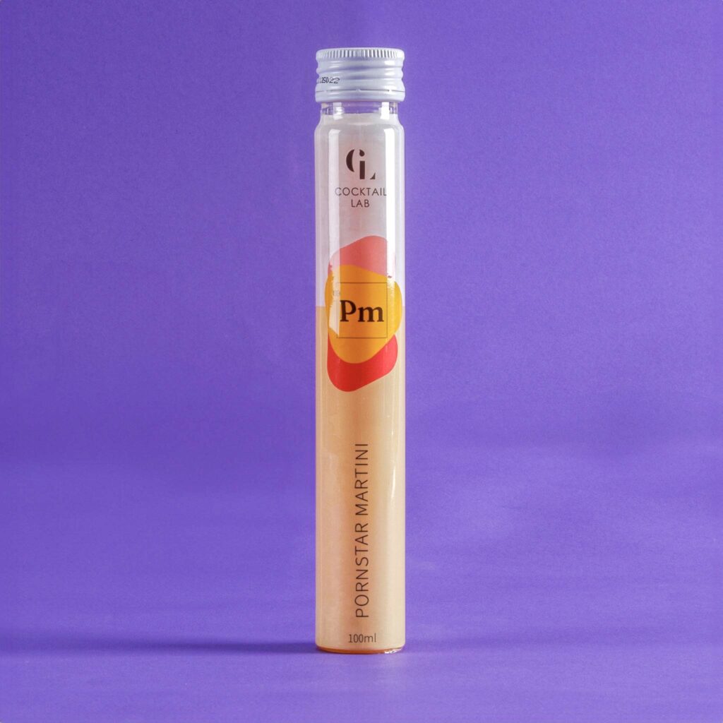 Pornstar Martini cocktail in 100ml tube van Cocktail Lab – kant-en-klaar met passievrucht, vanille en vodka