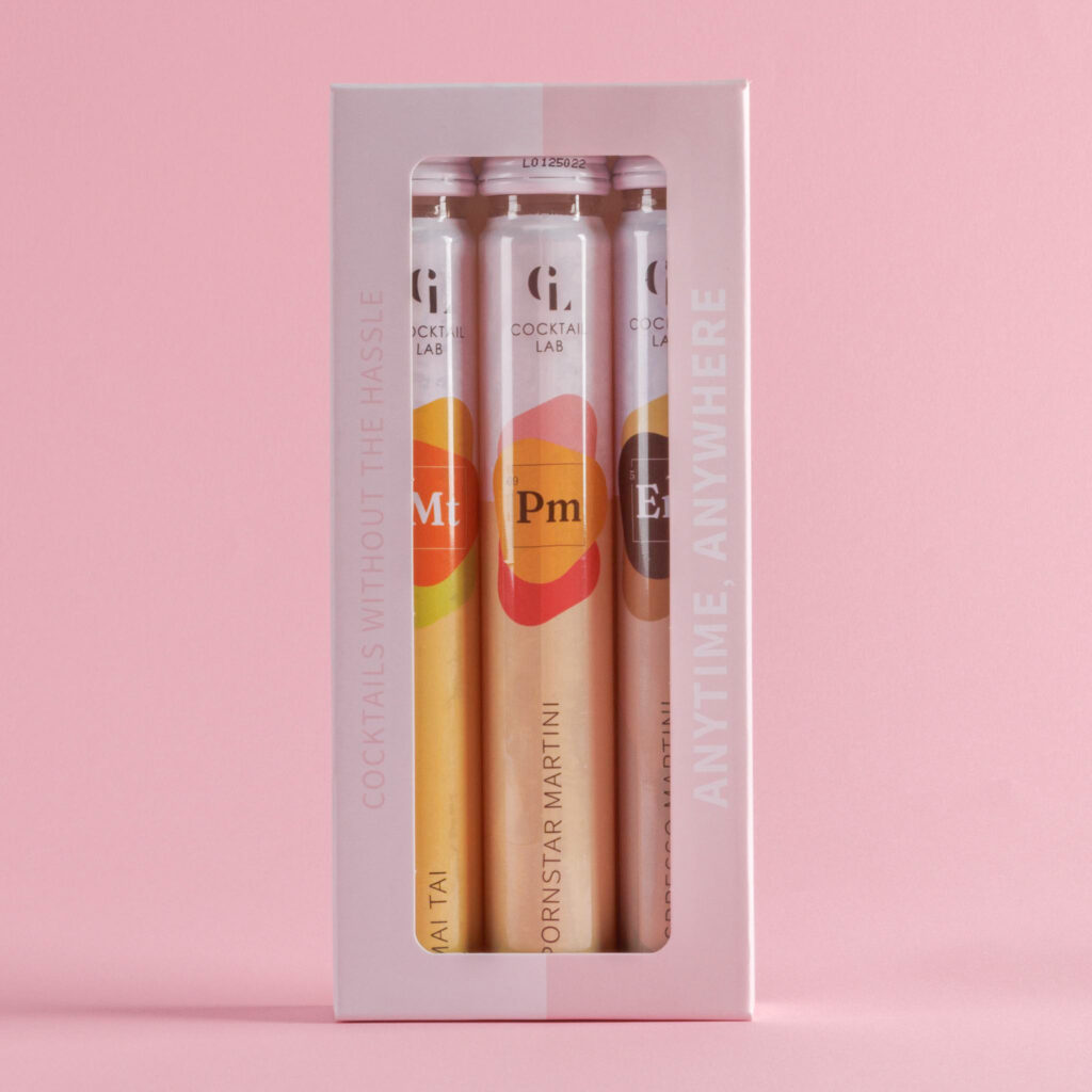Zelf Samenstellen Box Middel van Cocktail Lab – drie cocktail tubes in stijlvolle vensterdoos