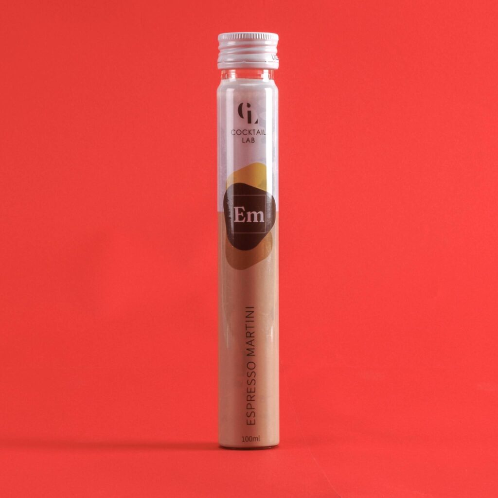 Espresso Martini cocktail in 100ml tube van Cocktail Lab – kant-en-klaar met vodka, koffie en vanille